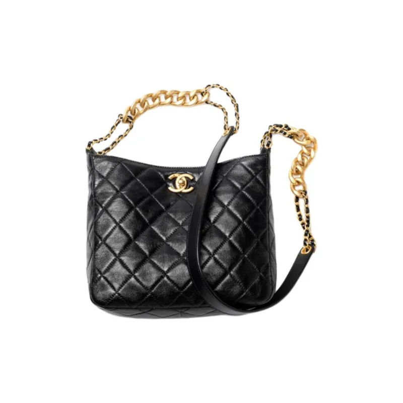 CHANEL Lambskin Tote Bag, Shopping Bag, Crossbody Bag, One Shoulder Handbag Women's Black-0