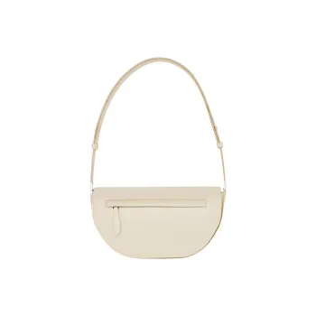 Burberry Olympia Two-Tone Leather Shoulder Bag Crescent Bag Handbag Shoulder Bag Small Size Women's Ivory