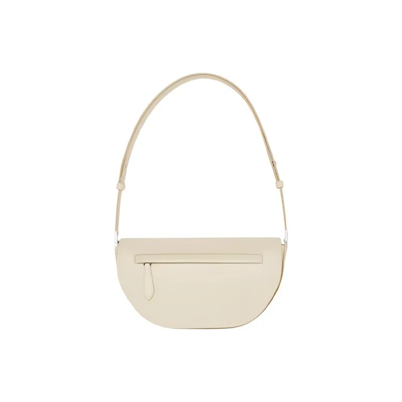 Burberry Olympia Two-Tone Leather Shoulder Bag Crescent Bag Handbag Shoulder Bag Small Size Women's Ivory-0