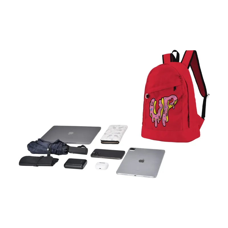 TURN UP Polyester Students Backpack Regular Unisex Red-4