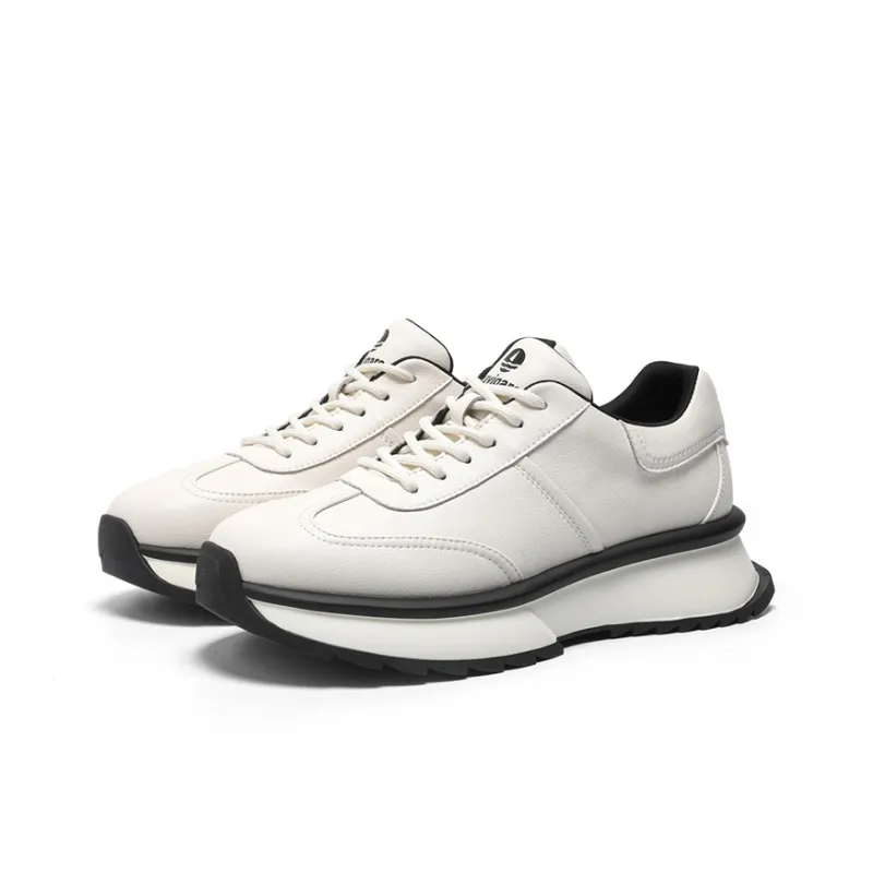 NAVIGARE Small Sailboat Height Increasing Low Top Casual Shoes Men's White-3