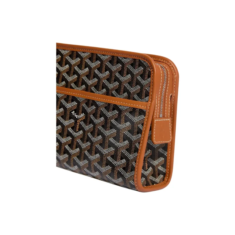 GOYARD JOUVENCE Calfskin Toiletry Bag Small Size Unisex Black & Brown-2