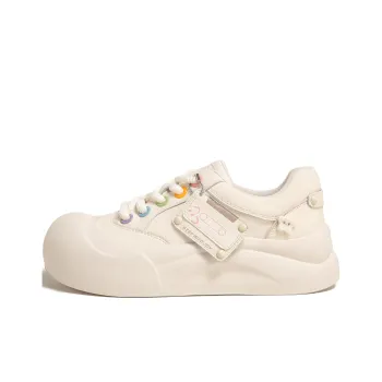 TTKJ Height Enhancing Wear Resistant Lightweight Low Top Skateboard Shoes Women's Candy Milk White