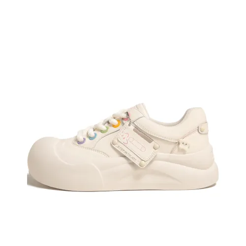 TTKJ Height Enhancing Wear Resistant Lightweight Low Top Skateboard Shoes Women's Candy Milk White