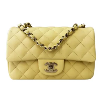 CHANEL Classic Flap CF Lambskin Shoulder Bag, Crossbody Bag Mini Women's Yellow