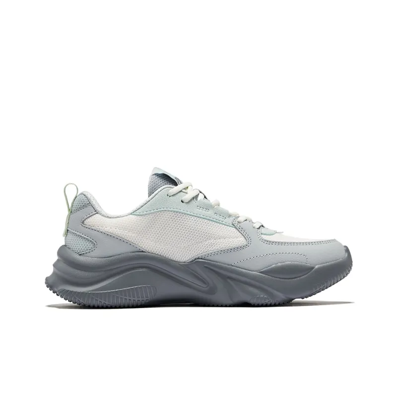 Erke Ci Wu Rebound Wear-Resistant Breathable Low-Top Casual Shoes Women's Microcrystalline White Moonstone Gray-1