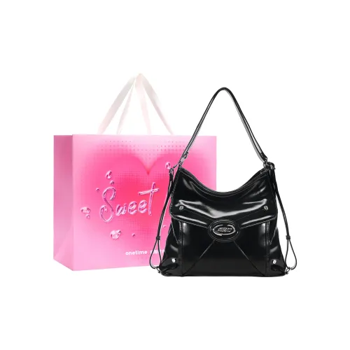 ONE lifestyle Synthetic Leather Backpack Women's Black Oil Wax