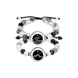 Mountains and Seas Ink Wash Beads: Silver 1 Pair