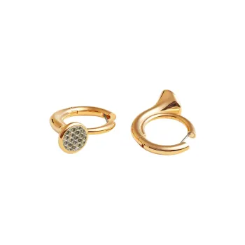 HERMES Gold Plated Earrings Unisex Gold