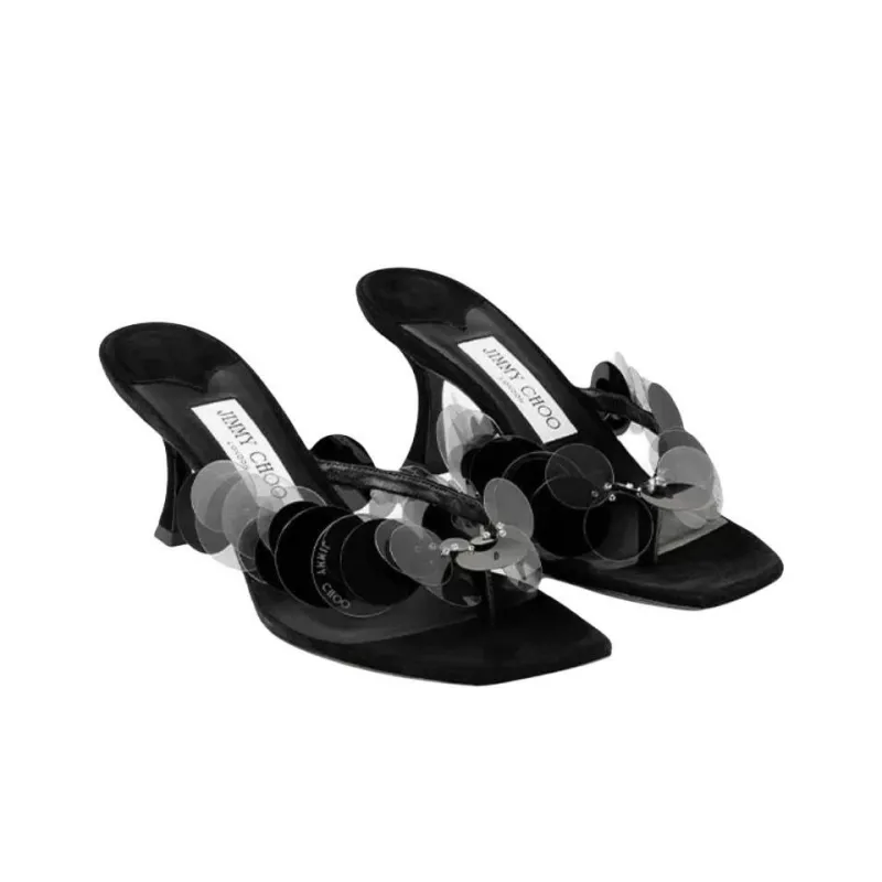 Jimmy Choo Flip Flops 7cm Women's Black-2