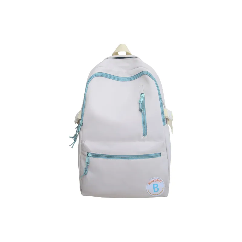 TAKI Nylon Fashion Versatile Students Schooling Backpack Regular Unisex Yellow/White/Light Gray-7