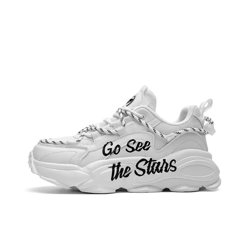 DEVIL AND ANGEL Breathable Height Increasing Low-Top Chunky Sneakers Unisex White-0