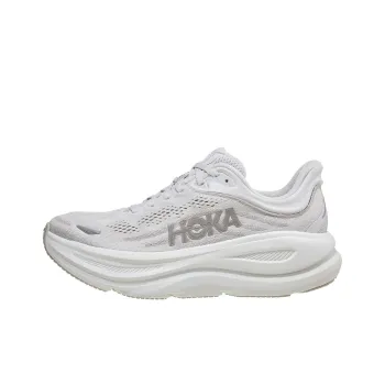 HOKA ONE ONE Bondi 9 Anti Slip Wear Resistant Low Top Running Shoes Women's White Silver