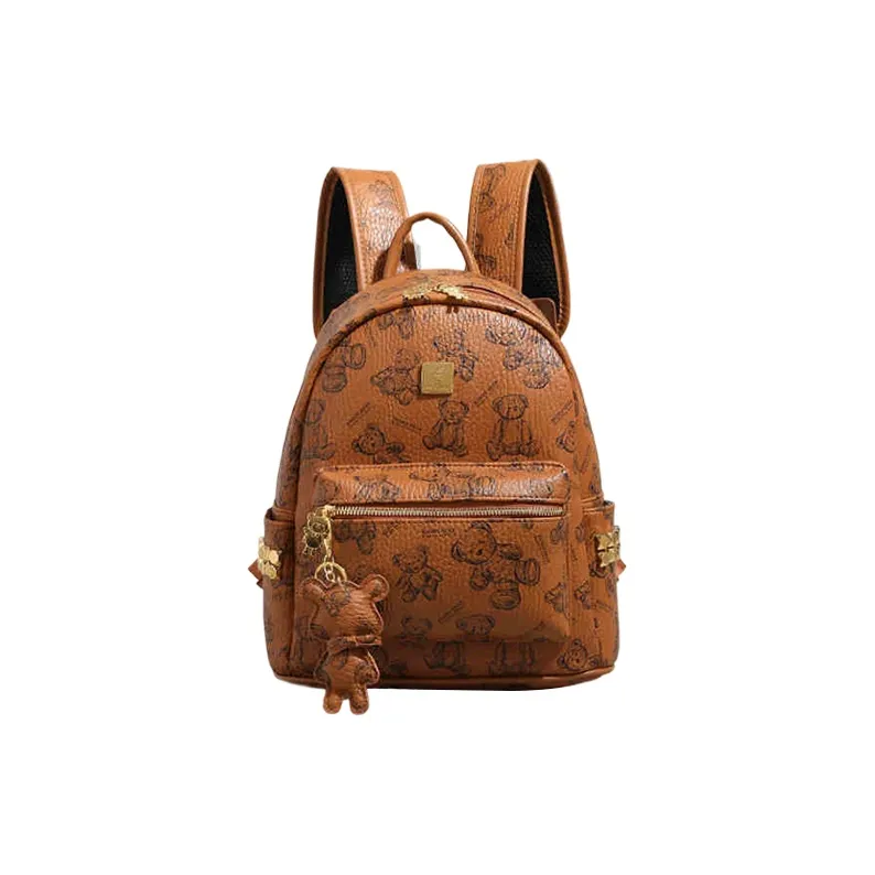 Yalu PU Backpack Laptop Bag Backpack Women's Pink/Ecru/Brown/Black-11