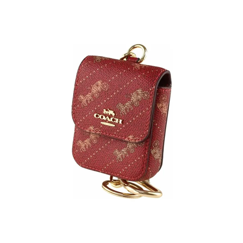 COACH Canvas Earphone Case Women's Red-1