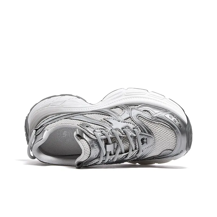 CAMEL Breathable Height Increasing Mid-Top Chunky Sneakers Women's Silver-4