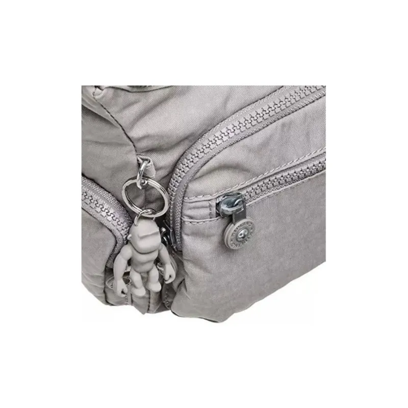 Kipling Nylon Shoulder Bag, Crossbody Bag Small Size Unisex Gray Purple-4