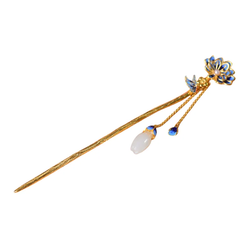 Jade Charm Yao Hetian Jade Hairpin White Jade/Pale Greenish White Jade Women's-7