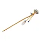 Magnolia Enamel Tassel Hairpin (Gold)