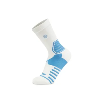 LiNing Basketball Collection Mid Calf Socks Unisex 1 Pack Standard White/Light Sky Blue/Island Blue