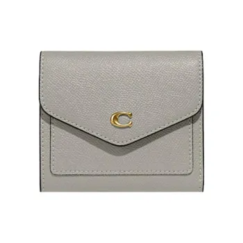 COACH Wyn Cross Grain Split Cow Leather Card Holder Document Wallet Wallet Small Size Women's Gray