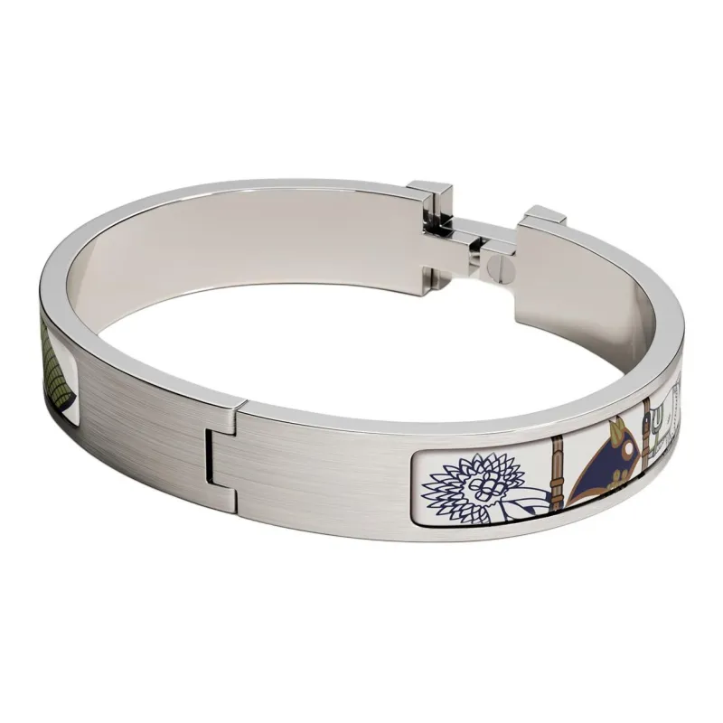 HERMES Palladium Plated Bangles Unisex White-1