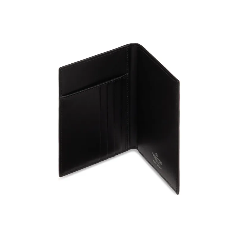 Valentino VLTN Leather Leather Wallet Card Holder Passport Holder Small Size Unisex Black-7