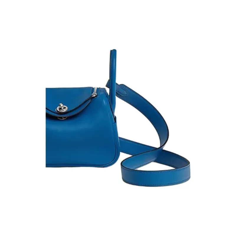 HERMES Lindy Calfskin Handbag Shoulder Bag Crossbody Bag Mini Women's 71 Bleu France French Blue-1