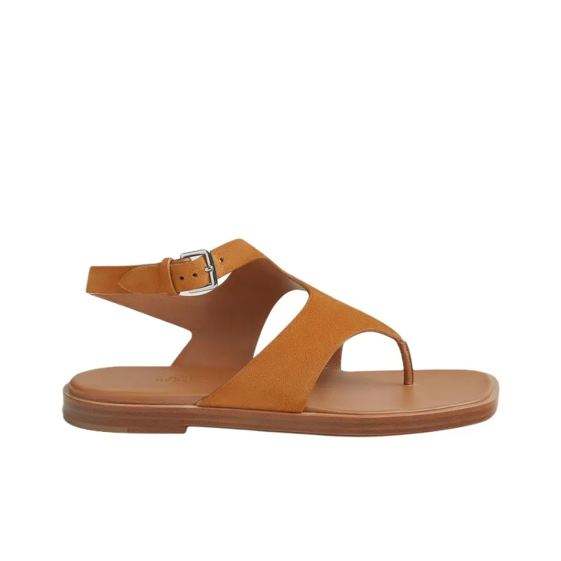 HERMES Karen One Strap Sandals Women's Brown-1