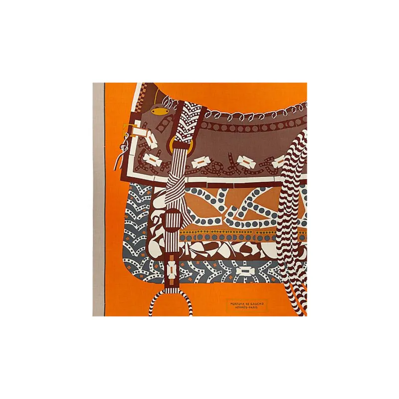 HERMES Cashmere Shawls Women's Orange-1
