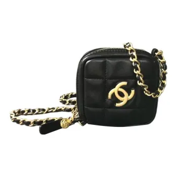 CHANEL Lambskin Shoulder Bag Crossbody Bag Women's Black