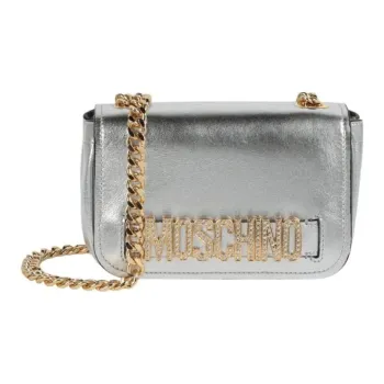 MOSCHINO Leather Shoulder Bag Women's Silver