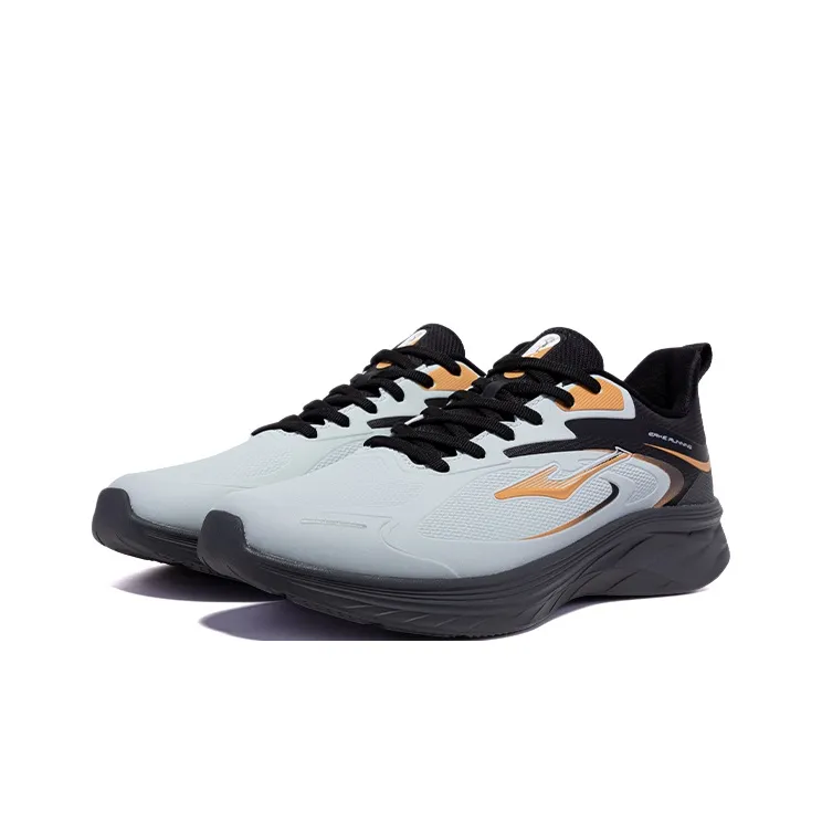 Erke Cushioned Wear Resistant Water Resistant Low Top Sprint Running Shoes Men's Gray Black-2