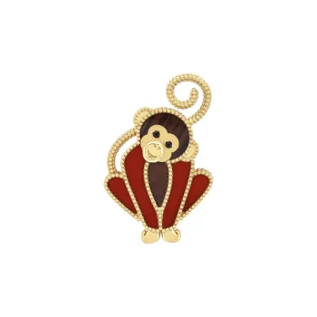 Van Cleef & Arpels 18K Gold Red Obsidian Obsidian Onyx Brooches Unisex Red/Gold