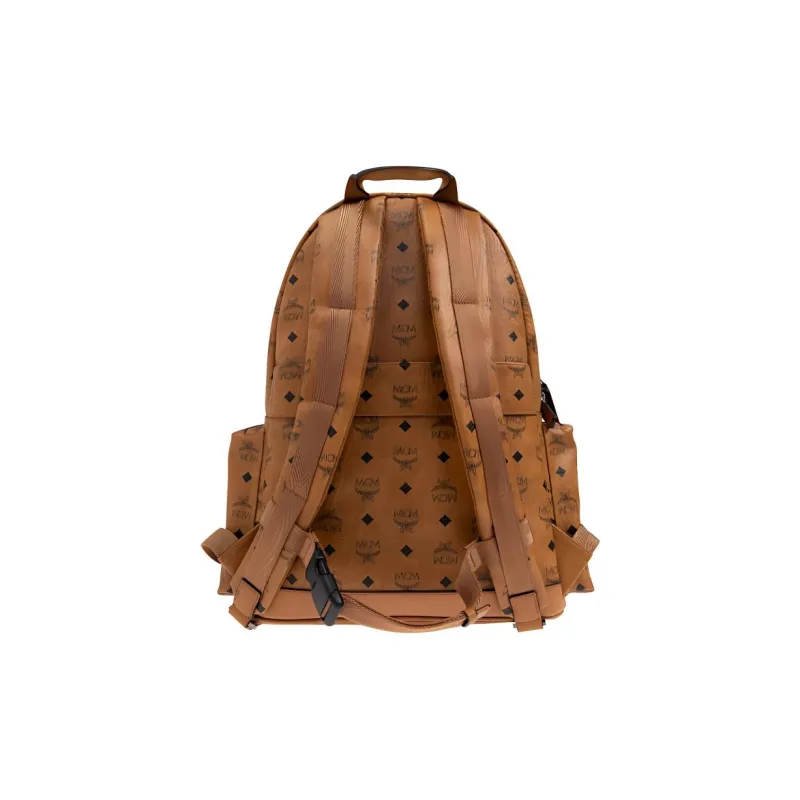 MCM Visetos Canvas Backpack Medium Size Women's Cognac Brandy-3
