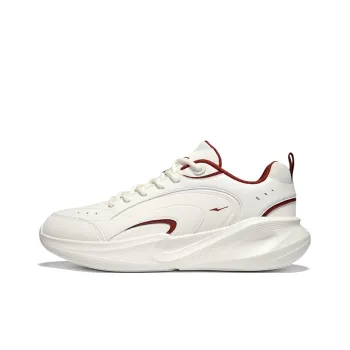 Erke Anti Slip And Wear Resistant Breathable Low Top Casual Running Shoes Men's White Red