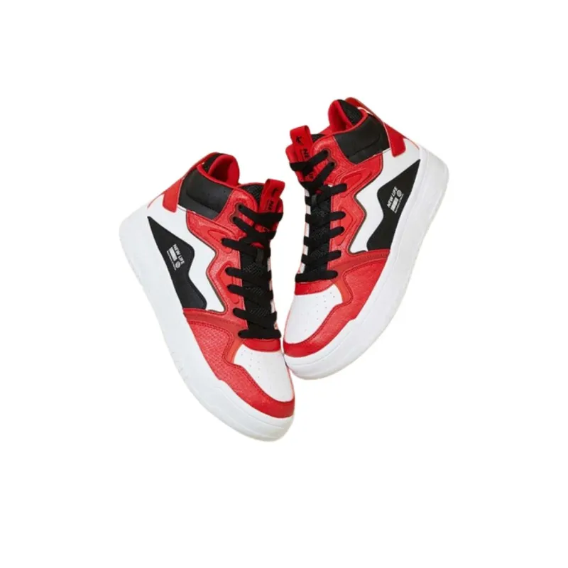 QIAODAN Wear-resistant And Lightweight High-Top Skateboard Shoes Men's Black Red-1