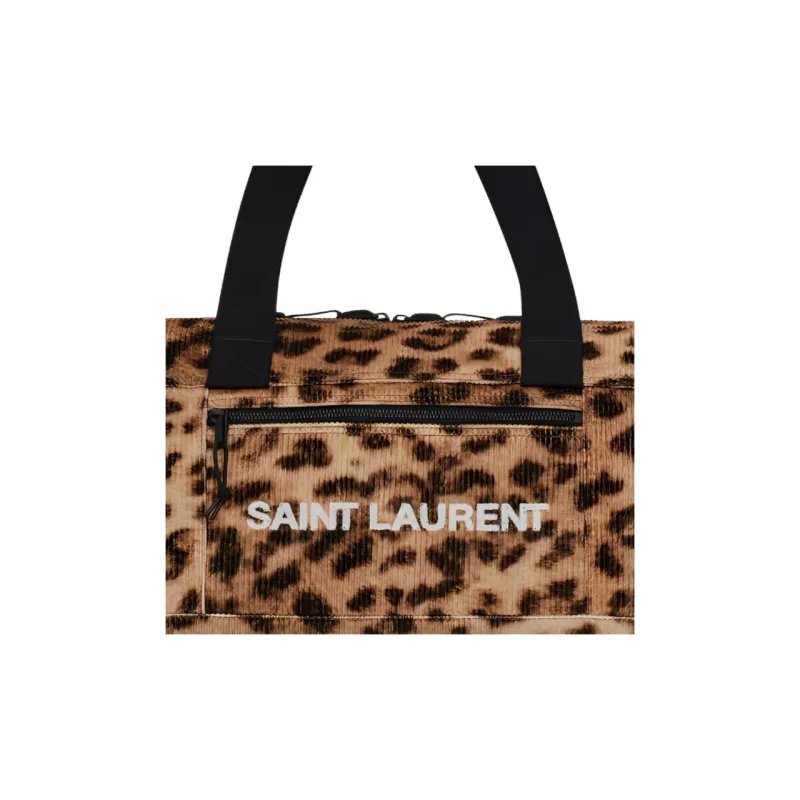 SAINT LAURENT Nux Corduroy Shoulder Bag Crossbody Bag Handbag Men's Leopard-4
