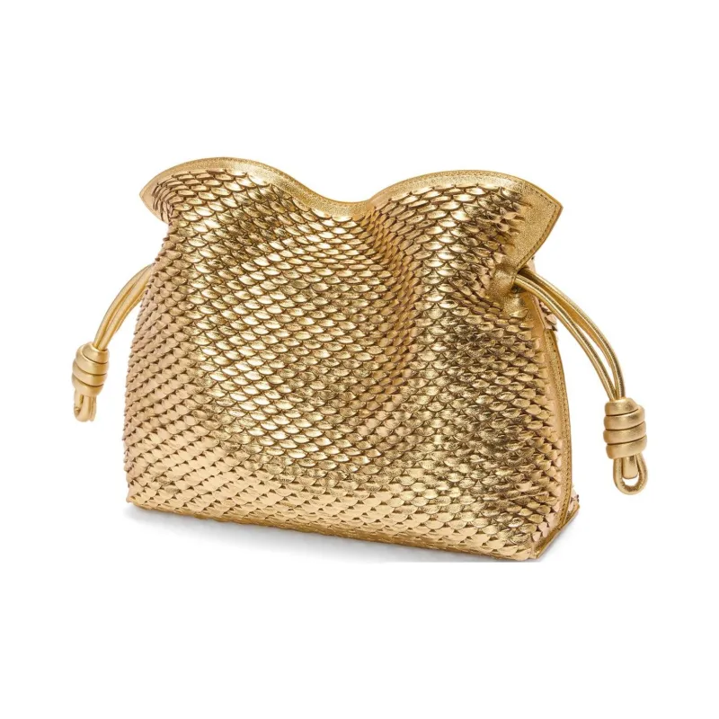 LOEWE Flamenco Lambskin Handheld Shoulder Bag Medium Size Women's Gold-1