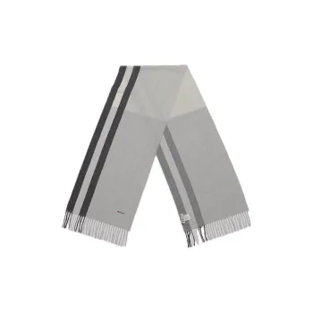 BALLY Cashmere Knit Scarves Unisex Gray/Black