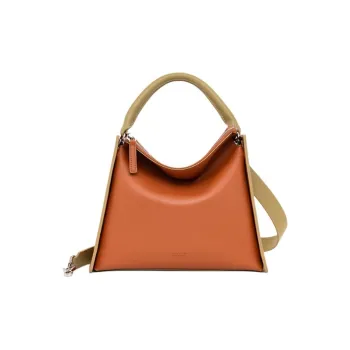 JESSIE&JANE Cow Leather Handbag Crossbody Bag Shoulder Bag Medium Size Unisex Danish Brown