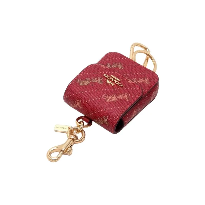 COACH Canvas Earphone Case Women's Red-3