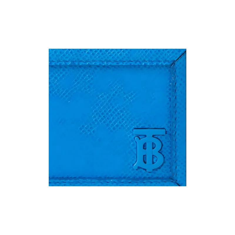 Burberry Textured Calfskin Card Holder Men's Blue-4