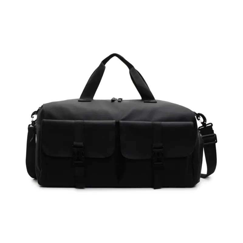 MOK Fabric Gym Bag Large Size Unisex Gray/Black/Green-3