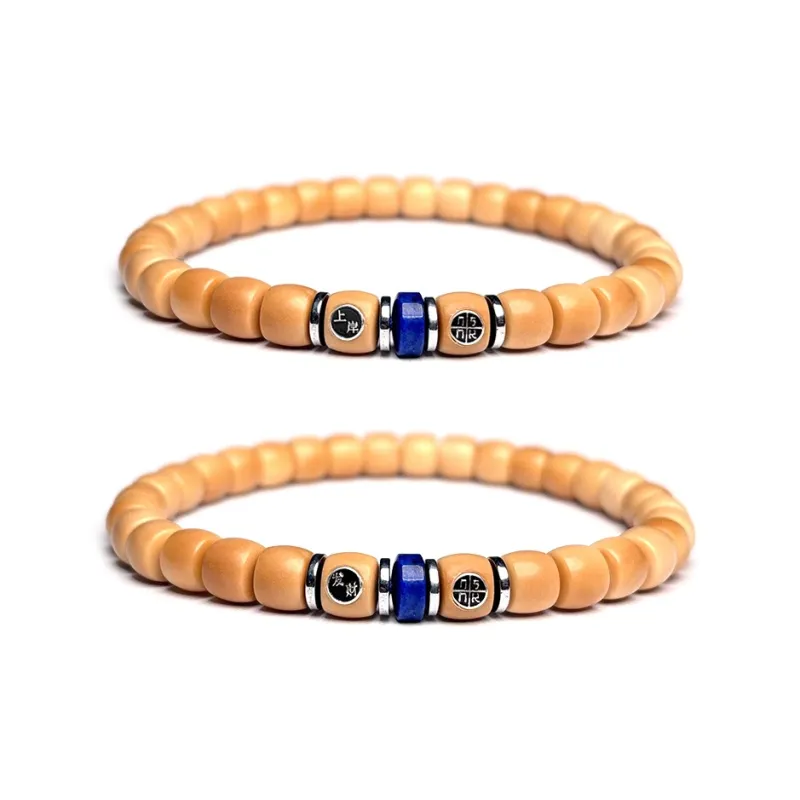 MOUNTAINS AND MANS Bodhi Root New Chinese Style Good Luck Beaded Bracelet Unisex-7