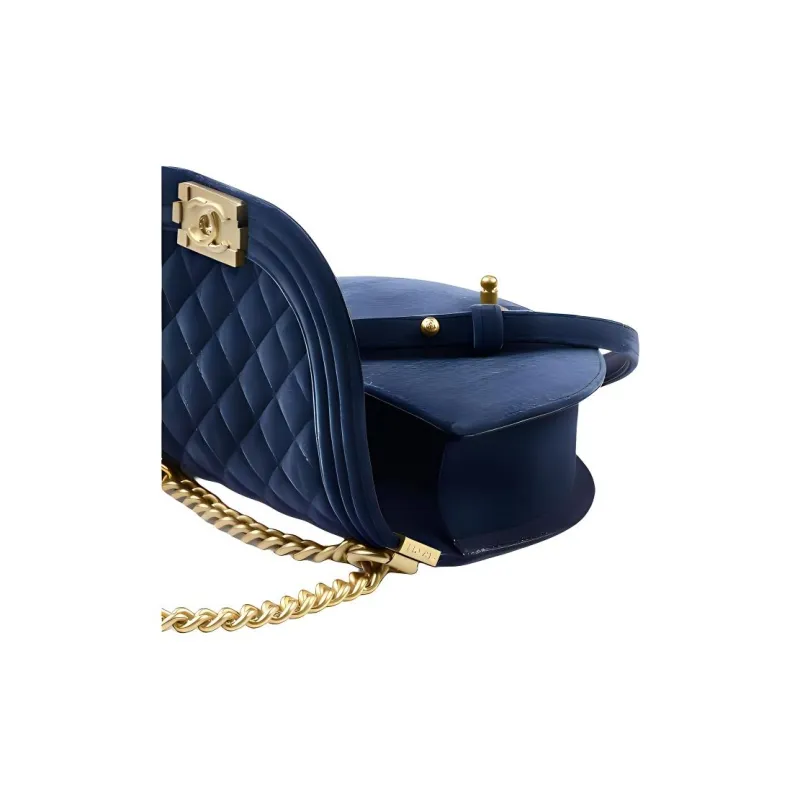 CHANEL 22A Early Autumn Velour Messenger Bag, Flap Bag, Crossbody Bag Women's Dark Blue/Beige-2