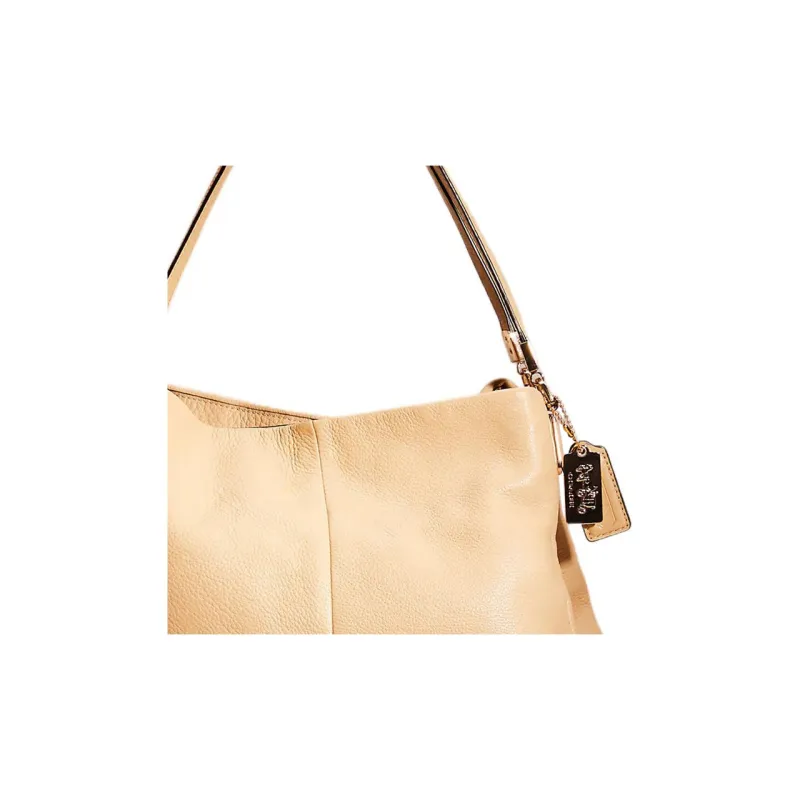 COACH Phoebe Leather Hobo Bag Handbag Shoulder Bag Large Size Women's Beige Yellow-2