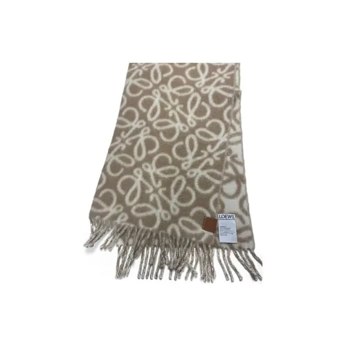 LOEWE Alpaca Wool Blend Knit Scarves Women's White