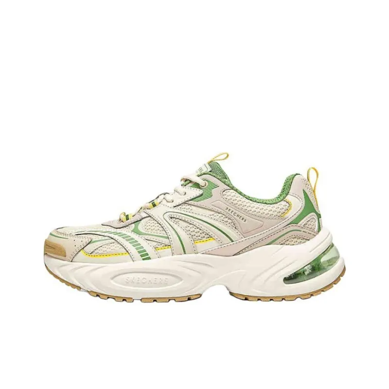 Skechers Anti-Slip Wear-Resistant Low-Top Chunky Sneakers Men's Beige Green-0