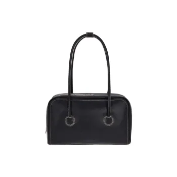 MARGE SHERWOOD Soft Plain Weave Cow Leather Shoulder Bag Medium Size Women's Black